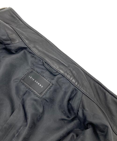 TETE HOMME（テット オム）TETE HOMME (テット オム) ラムレザーシングルライダースジャケット ブラック サイズ:LLの古着・服飾アイテム