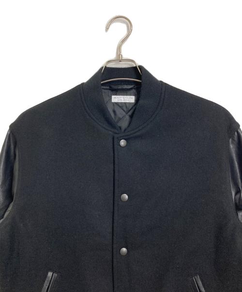 BEAUTY&YOUTH（ビューティーアンドユース）BEAUTY&YOUTH (ビューティーアンドユース) ブラックメルトン フェイクレザースタジャン ブラック サイズ:Mの古着・服飾アイテム
