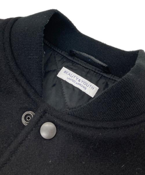 BEAUTY&YOUTH（ビューティーアンドユース）BEAUTY&YOUTH (ビューティーアンドユース) ブラックメルトン フェイクレザースタジャン ブラック サイズ:Mの古着・服飾アイテム