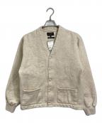 BEAMS PLUSビームスプラス）の古着「Sweat V Cardigan Raised Back スウェットカーディガン」｜ベージュ
