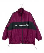 BALENCIAGAバレンシアガ）の古着「ロゴプリントトラックジャケット ロゴプリントポプリンシャツブルゾン」｜パープル