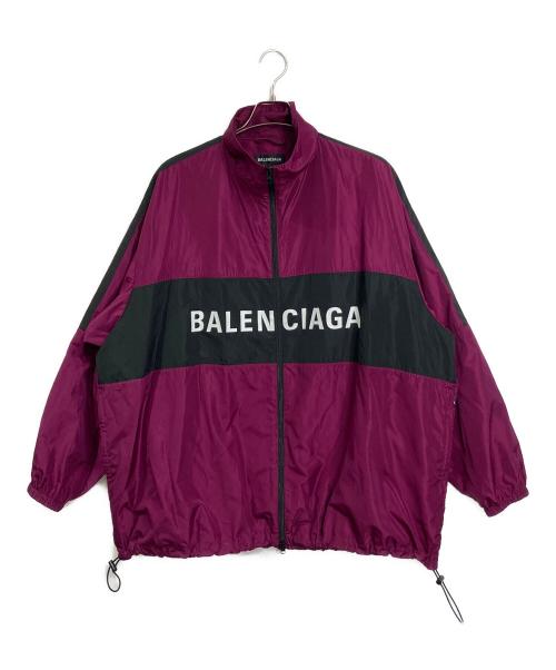 BALENCIAGA（バレンシアガ）BALENCIAGA (バレンシアガ) ロゴプリントトラックジャケット ロゴプリントポプリンシャツブルゾン パープル サイズ:44の古着・服飾アイテム