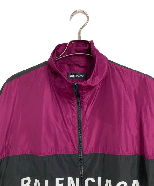 BALENCIAGA（バレンシアガ）BALENCIAGA (バレンシアガ) ロゴプリントトラックジャケット ロゴプリントポプリンシャツブルゾン パープル サイズ:44の古着・服飾アイテム