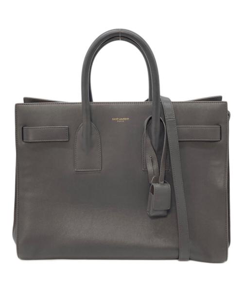 Saint Laurent Paris（サンローランパリ）Saint Laurent Paris (サンローランパリ) 2WAYショルダーバッグ　サックドジュール　レザートートバッグ　ショルダーバッグ グレー サイズ:実寸参照の古着・服飾アイテム