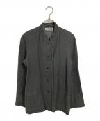 ISSEY MIYAKEイッセイミヤケ）の古着「90'ｓ リネンジャケット　ノーカラージャケット　90年代」｜グレー