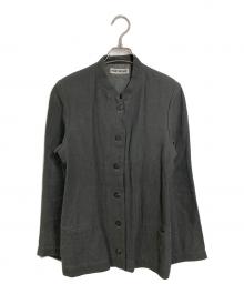 ISSEY MIYAKE（イッセイミヤケ）の古着「90'ｓ リネンジャケット　ノーカラージャケット　90年代」｜グレー