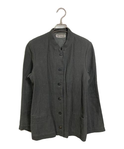 ISSEY MIYAKE（イッセイミヤケ）ISSEY MIYAKE (イッセイミヤケ) 90'ｓ リネンジャケット　ノーカラージャケット　90年代 グレー サイズ:Mの古着・服飾アイテム