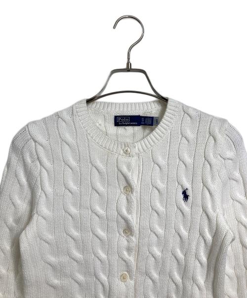 POLO RALPH LAUREN（ポロ・ラルフローレン）POLO RALPH LAUREN (ポロ・ラルフローレン) ケーブルニットカーディガン　コットンカーディガン ホワイト サイズ:XSの古着・服飾アイテム