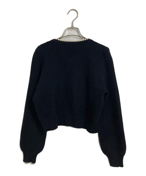 BLENHEIM（ブレンヘイム）BLENHEIM (ブレンヘイム) パールデザインカーディガン　レーヨン混カーディガン ブラック サイズ:Sの古着・服飾アイテム