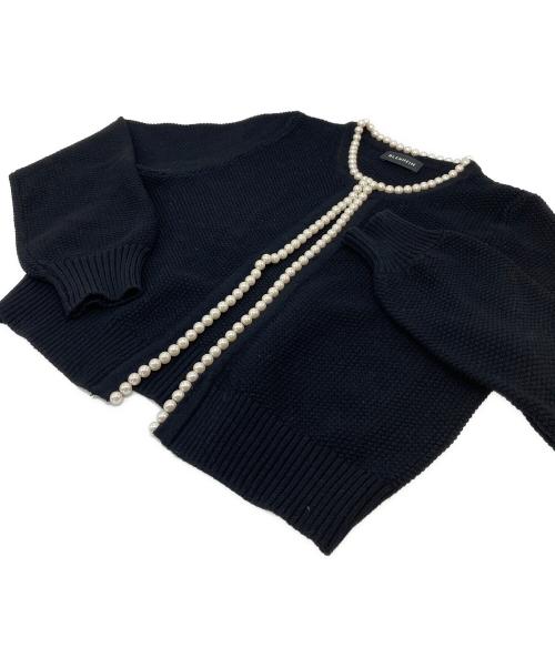 BLENHEIM（ブレンヘイム）BLENHEIM (ブレンヘイム) パールデザインカーディガン　レーヨン混カーディガン ブラック サイズ:Sの古着・服飾アイテム