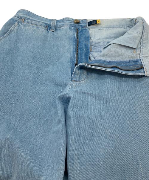 POLO RALPH LAUREN（ポロ・ラルフローレン）POLO RALPH LAUREN (ポロ・ラルフローレン) ワイドデニムパンツ　5ポケット スカイブルー サイズ:2の古着・服飾アイテム