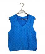 POLO RALPH LAURENポロ・ラルフローレン）の古着「ケーブルニットベスト　コットンベスト」｜ブルー