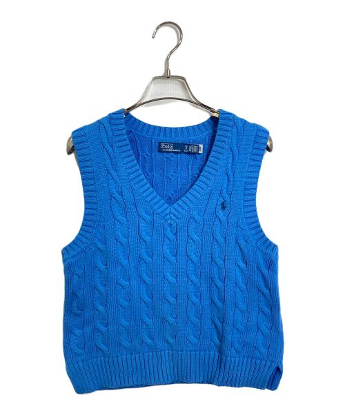 POLO RALPH LAUREN（ポロ・ラルフローレン）POLO RALPH LAUREN (ポロ・ラルフローレン) ケーブルニットベスト　コットンベスト ブルー サイズ:XSの古着・服飾アイテム