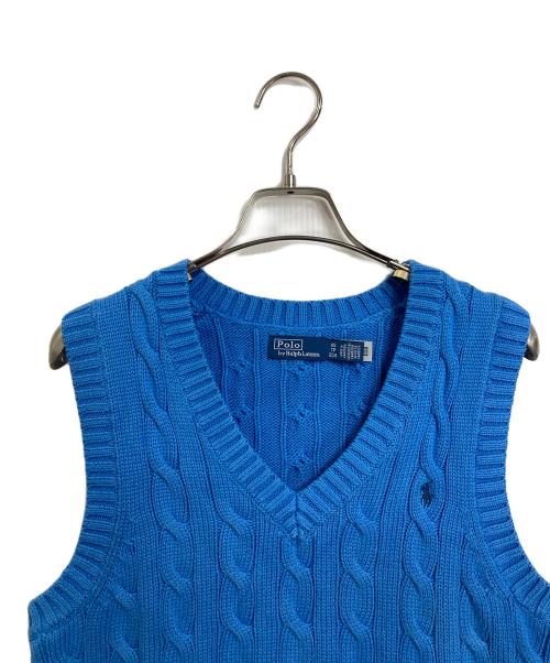 POLO RALPH LAUREN（ポロ・ラルフローレン）POLO RALPH LAUREN (ポロ・ラルフローレン) ケーブルニットベスト　コットンベスト ブルー サイズ:XSの古着・服飾アイテム