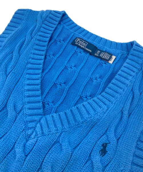 POLO RALPH LAUREN（ポロ・ラルフローレン）POLO RALPH LAUREN (ポロ・ラルフローレン) ケーブルニットベスト　コットンベスト ブルー サイズ:XSの古着・服飾アイテム