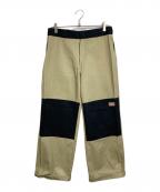 BEAMS×Dickiesビームス×ディッキーズ）の古着「2トーンダブルニーワークパンツ」｜ベージュ×ブラック