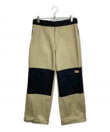 BEAMS×Dickies（ビームス×ディッキーズ）の古着「2トーンダブルニーワークパンツ」｜ベージュ×ブラック