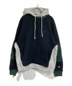 N.HOOLYWOOD×Championエヌ ハリウッド×チャンピオン）の古着「リバースウィーブ(R) フーデッドスウェット」｜ブラック×グレー