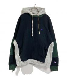 N.HOOLYWOOD×Champion（エヌ ハリウッド×チャンピオン）の古着「リバースウィーブ(R) フーデッドスウェット」｜ブラック×グレー