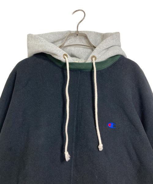 N.HOOLYWOOD（エヌ ハリウッド）N.HOOLYWOOD (エヌ ハリウッド) Champion (チャンピオン) リバースウィーブ(R) フーデッドスウェット ブラック×グレー サイズ:Lの古着・服飾アイテム