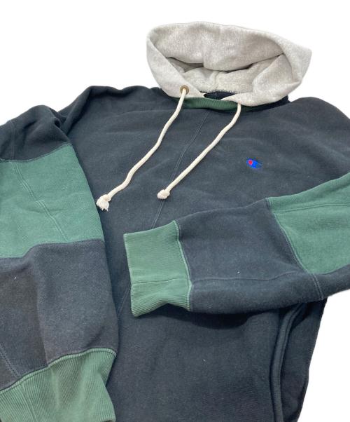 N.HOOLYWOOD（エヌ ハリウッド）N.HOOLYWOOD (エヌ ハリウッド) Champion (チャンピオン) リバースウィーブ(R) フーデッドスウェット ブラック×グレー サイズ:Lの古着・服飾アイテム