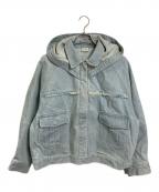 pinueピヌエ）の古着「デニムジャケット　フーディー　ラグラン」｜ブルー