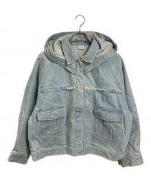 pinue（ピヌエ）の古着「デニムジャケット　フーディー　ラグラン」｜ブルー