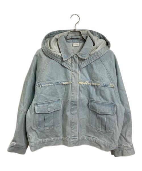 pinue（ピヌエ）pinue (ピヌエ) デニムジャケット　フーディー　ラグラン ブルー サイズ:実寸参照の古着・服飾アイテム