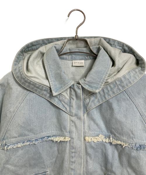 pinue（ピヌエ）pinue (ピヌエ) デニムジャケット　フーディー　ラグラン ブルー サイズ:実寸参照の古着・服飾アイテム
