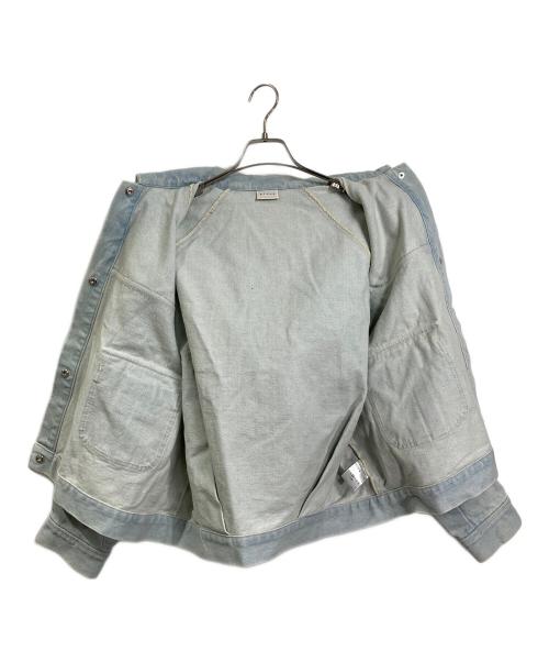 pinue（ピヌエ）pinue (ピヌエ) デニムジャケット　フーディー　ラグラン ブルー サイズ:実寸参照の古着・服飾アイテム