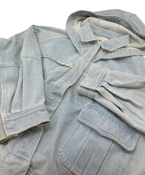 pinue（ピヌエ）pinue (ピヌエ) デニムジャケット　フーディー　ラグラン ブルー サイズ:実寸参照の古着・服飾アイテム