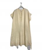 pinueピヌエ）の古着「ニットワンピース　半袖ワンピース」｜ベージュ