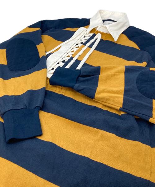 FACETASM（ファセッタズム）FACETASM (ファセッタズム) CHOLOMBIANO STRIPE RUGBY SHIRT ネイビー×イエロー サイズ:4の古着・服飾アイテム