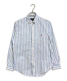 POLO RALPH LAUREN（ポロ・ラルフローレン）の古着「ストライプシャツ　CLASSIC FIT ホワイト　ブルー　ポニー」｜ホワイト×ブルー