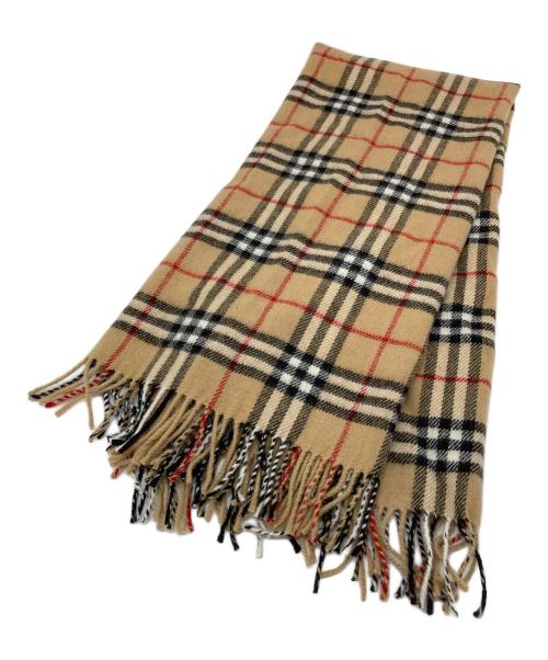 BURBERRY LONDON（バーバリーロンドン）BURBERRY LONDON (バーバリーロンドン) ビッグロゴノヴァチェクマフラー　ウールマフラー　チェック ベージュ サイズ:実寸参照の古着・服飾アイテム