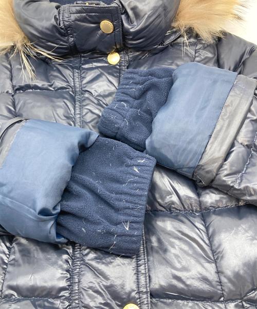 BLUE LABEL CRESTBRIDGE（ブルーレーベルクレストブリッジ）BLUE LABEL CRESTBRIDGE (ブルーレーベルクレストブリッジ) 裏地チェックタヌキファーダウンジャケット ブルー サイズ:38の古着・服飾アイテム