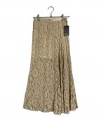 anuansアニュアンス）の古着「ベロアレースナロースカート」｜イエロー