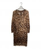LEONARDレオナール）の古着「ウール シルク レオパードワンピース　ロングワンピース　日本製」｜ブラウン