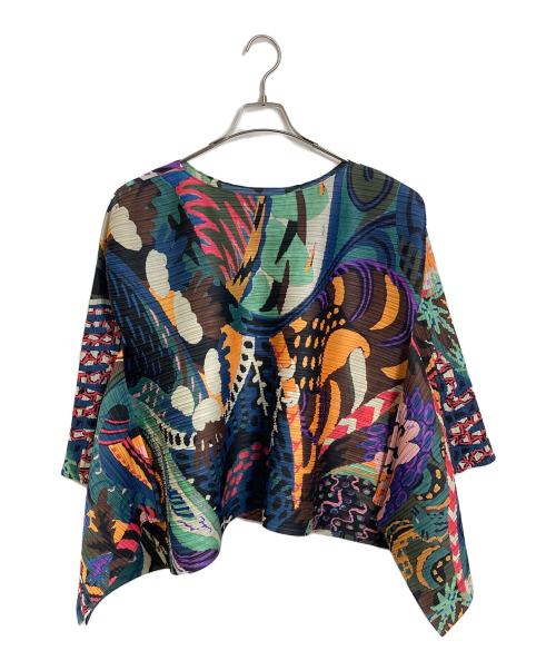 PLEATS PLEASE（プリーツプリーズ）PLEATS PLEASE (プリーツプリーズ) SNOWRUNNER プリーツカットソー  長袖　日本製　総柄 マルチカラー サイズ:3の古着・服飾アイテム