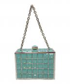 JUDITH LEIBERジュディス・ライバー）の古着「チェーンハンドバッグ　ミニバッグ　」｜ブルー