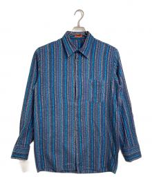 missoni（ミッソーニ）の古着「総柄×ストライプシャツ　長袖シャツ　イタリア製」｜ブルー