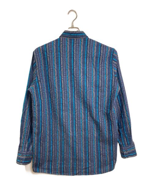 missoni（ミッソーニ）MISSONI (ミッソーニ) 総柄×ストライプシャツ　長袖シャツ　イタリア製 ブルー サイズ:50の古着・服飾アイテム