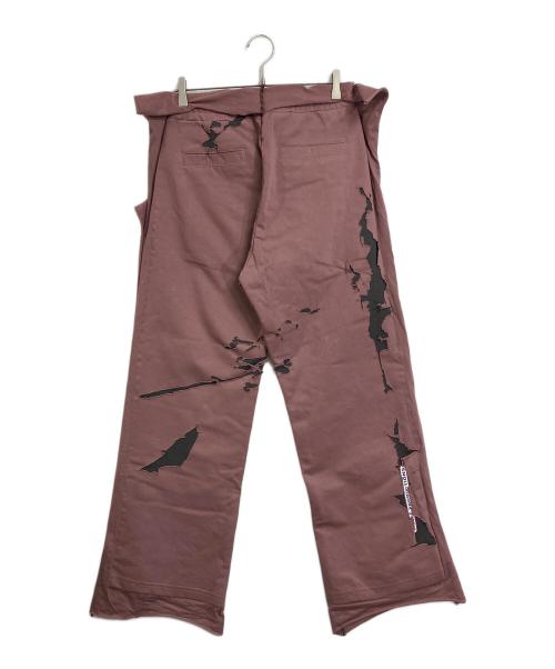 DIESEL（ディーゼル）DIESEL (ディーゼル) ダメージ加工ワイドスウェットパンツ ピンク サイズ:XXSの古着・服飾アイテム