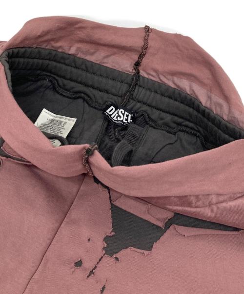 DIESEL（ディーゼル）DIESEL (ディーゼル) ダメージ加工ワイドスウェットパンツ ピンク サイズ:XXSの古着・服飾アイテム