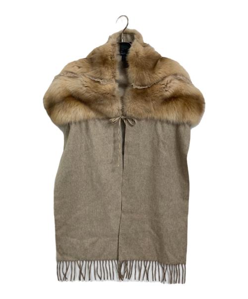 FENDI（フェンディ）FENDI (フェンディ) カシミヤ×ミンクファーマフラー/キャンディストール　イタリア ベージュ サイズ:実寸参照の古着・服飾アイテム