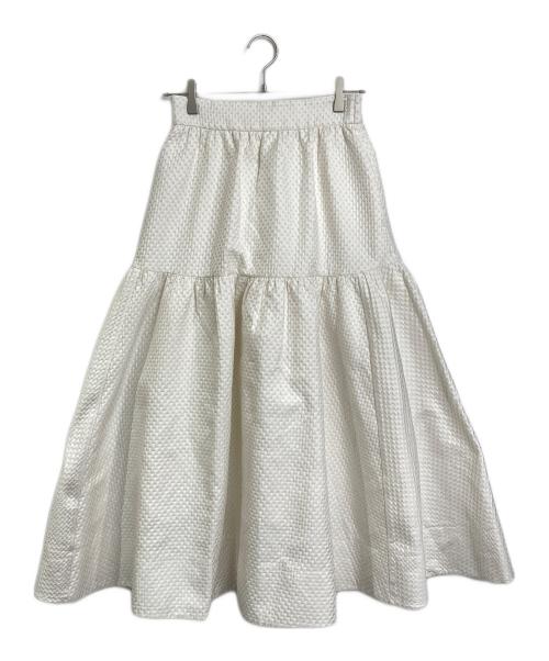 CADUNE（カデュネ）CADUNE (カデュネ) ドットジャガードスカート　水玉　ロングスカート アイボリー サイズ:36の古着・服飾アイテム