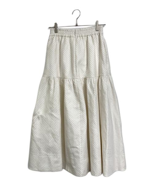 CADUNE（カデュネ）CADUNE (カデュネ) ドットジャガードスカート　水玉　ロングスカート アイボリー サイズ:36の古着・服飾アイテム