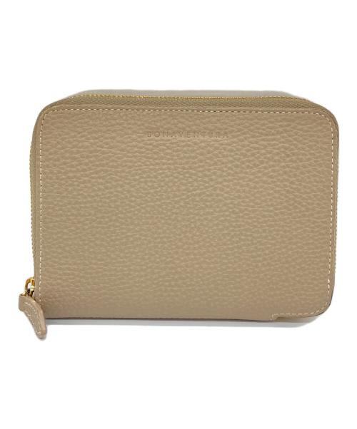 bonaventura（ボナベンチュラ）BONAVENTURA (ボナベンチュラ) シュリンクレザースモールジップウォレット　ラウンドファスナー　折りたたみ財布　レザー トープ×イエロー サイズ:実寸参照の古着・服飾アイテム