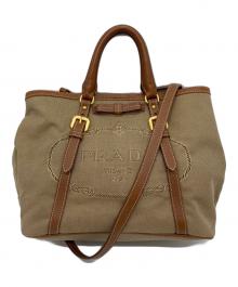 PRADA（プラダ）の古着「2WAYショルダーバッグ　ハンドバッグ」｜ベージュ×ブラウン