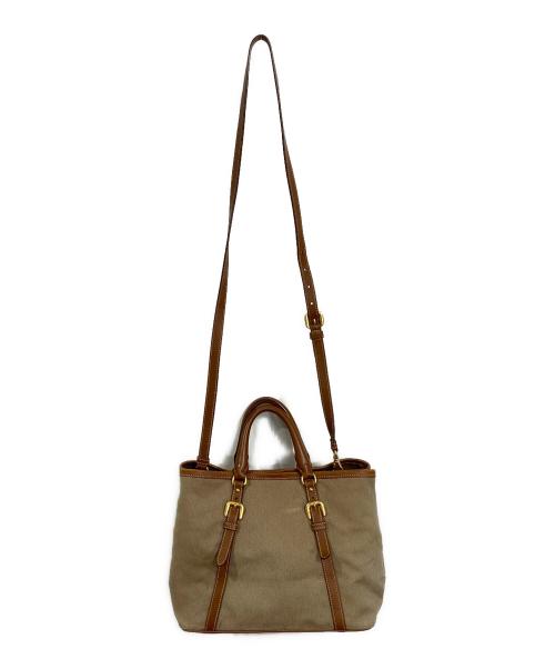 PRADA（プラダ）PRADA (プラダ) 2WAYショルダーバッグ　ハンドバッグ ベージュ×ブラウン サイズ:実寸参照の古着・服飾アイテム